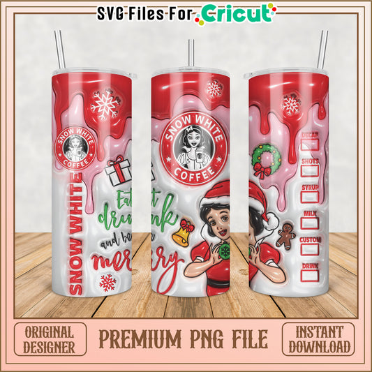 Snow White Christmas Tumbler PNG
