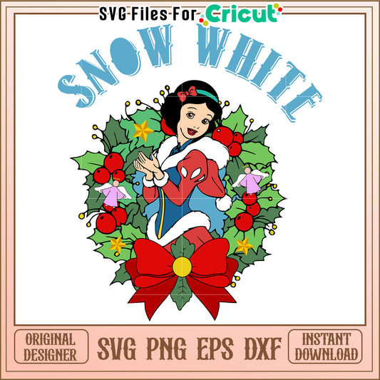 Snow White Christmas Wreath SVG Design