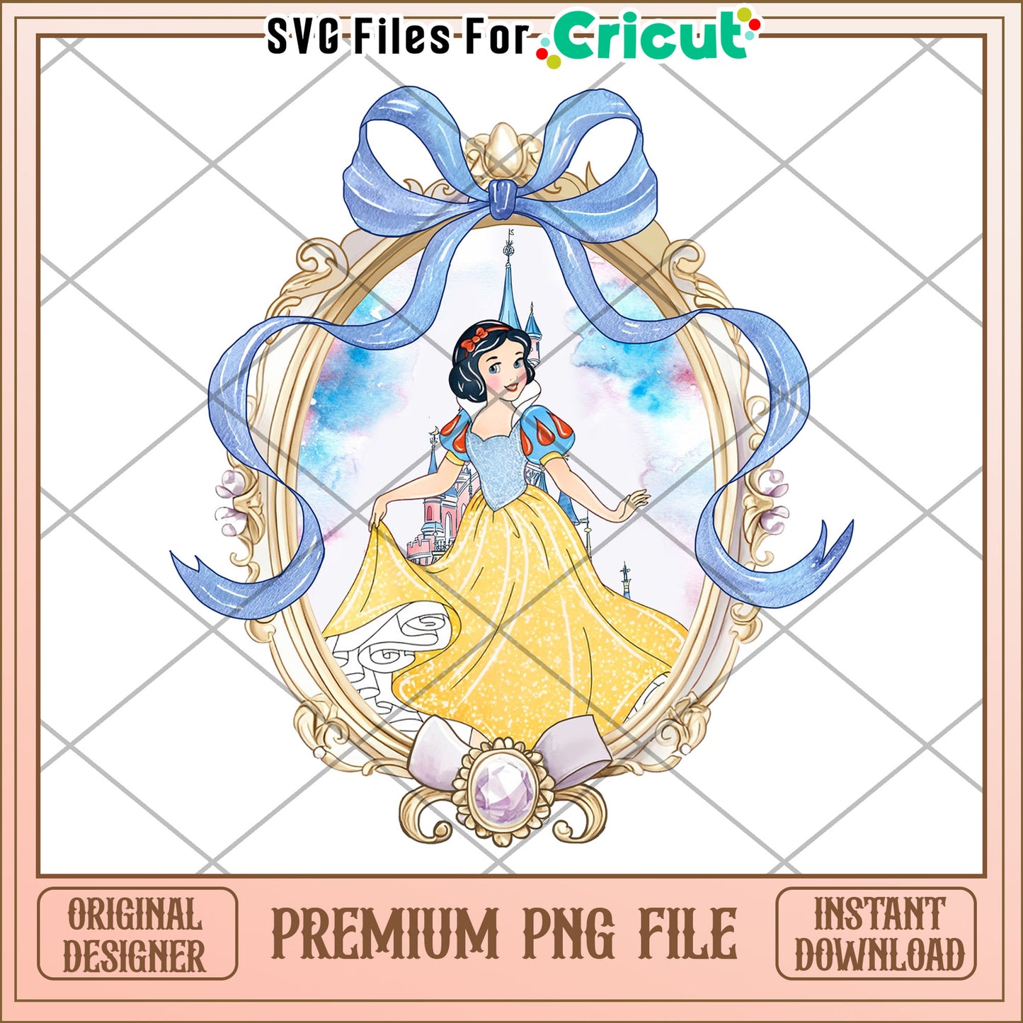 Snow White PNG Princess in Ornate Frame