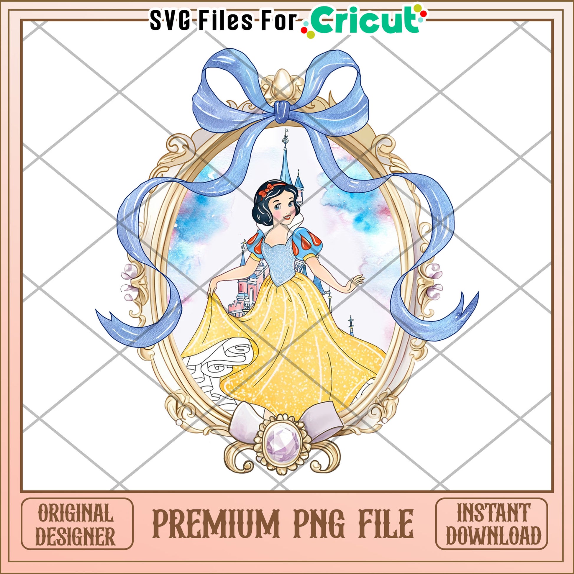 Snow White PNG Princess in Ornate Frame