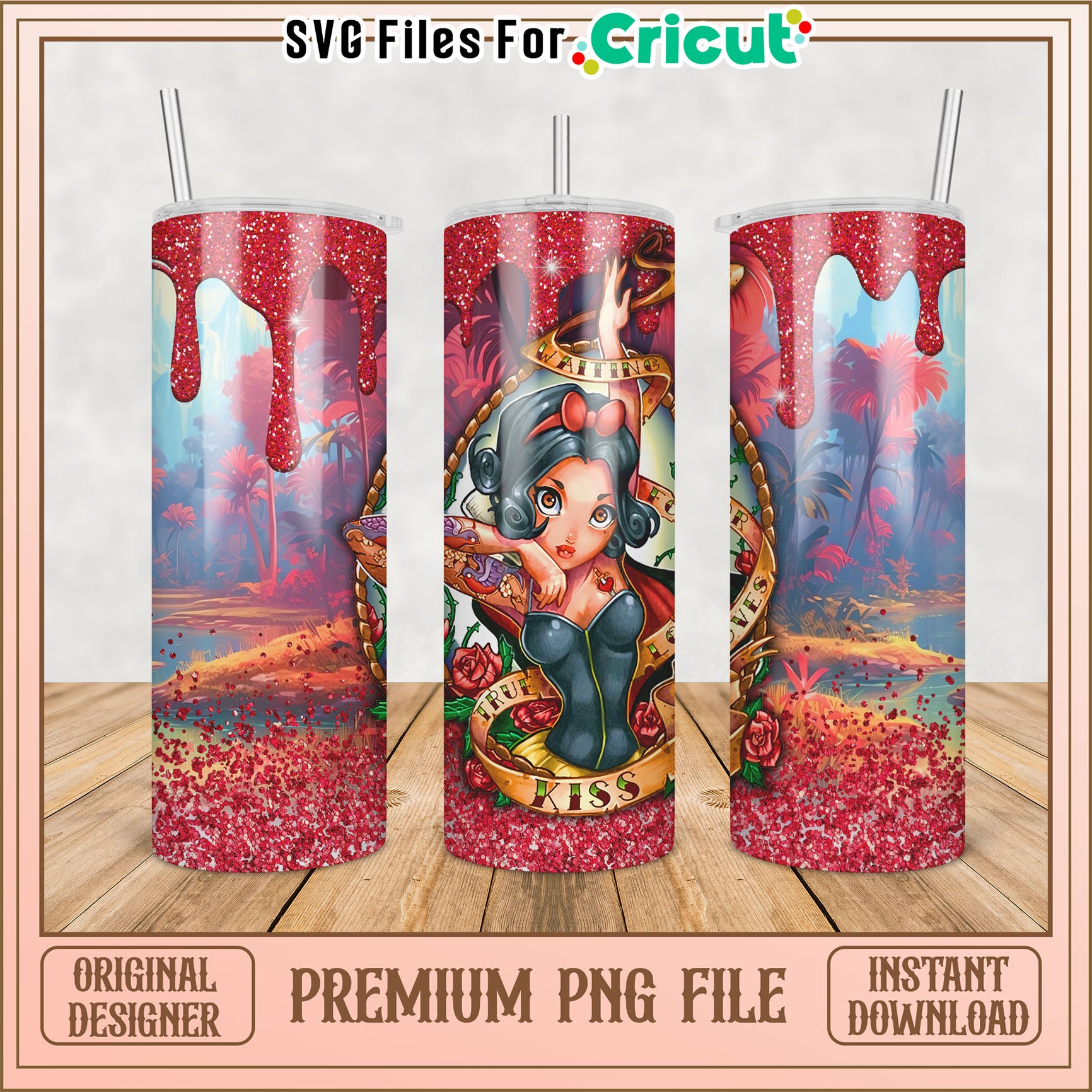 Snow White Tattoo Tumbler PNG