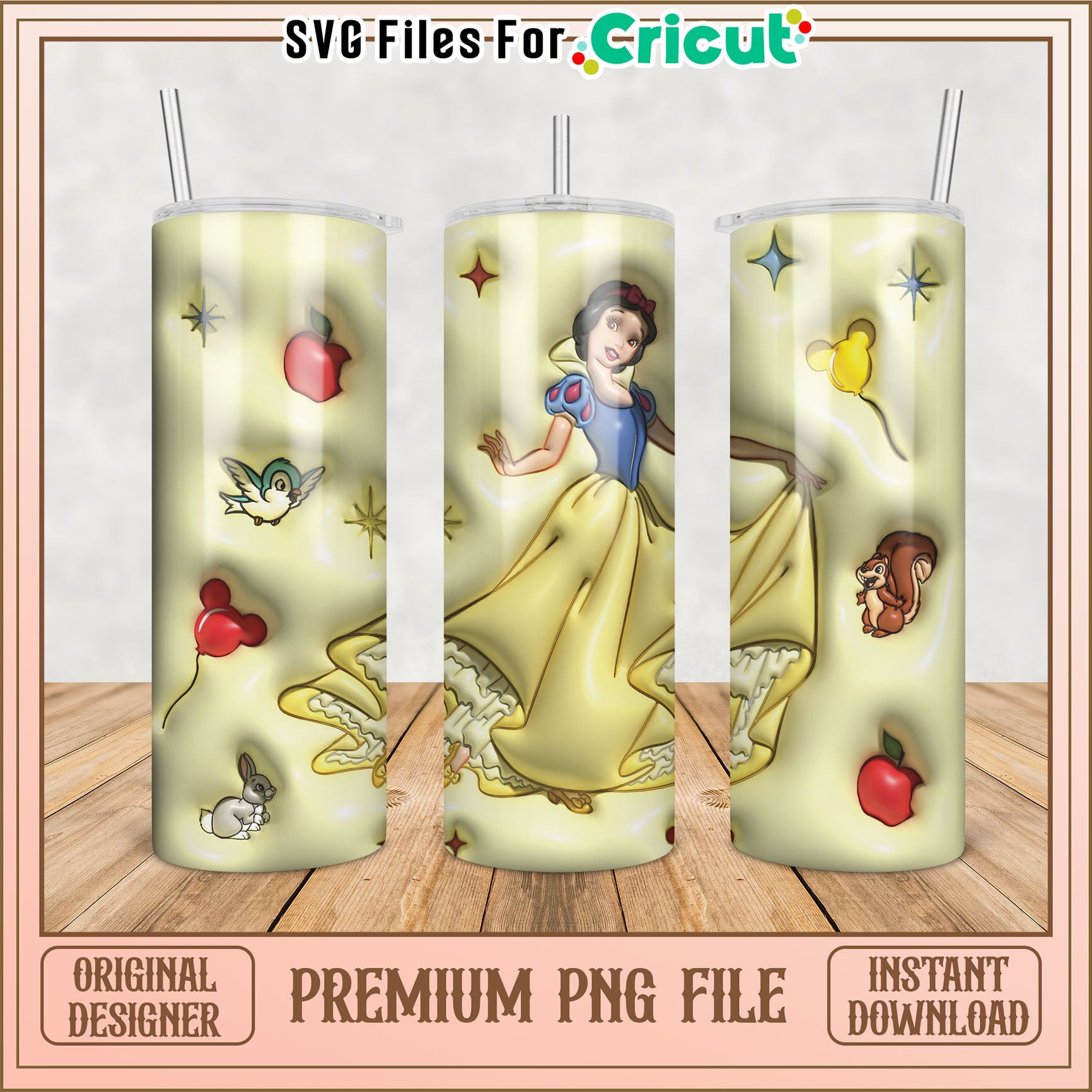 Snow White Tumbler PNG Sublimation Design