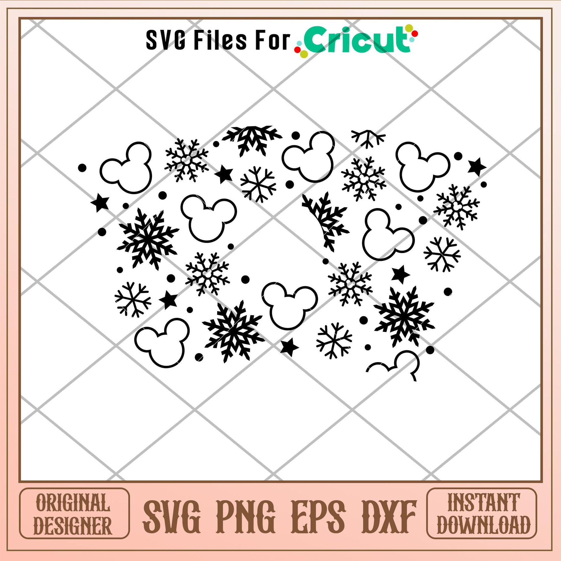 Snowflake Ears Full Wrap, Snowflakes Full Wrap Svg