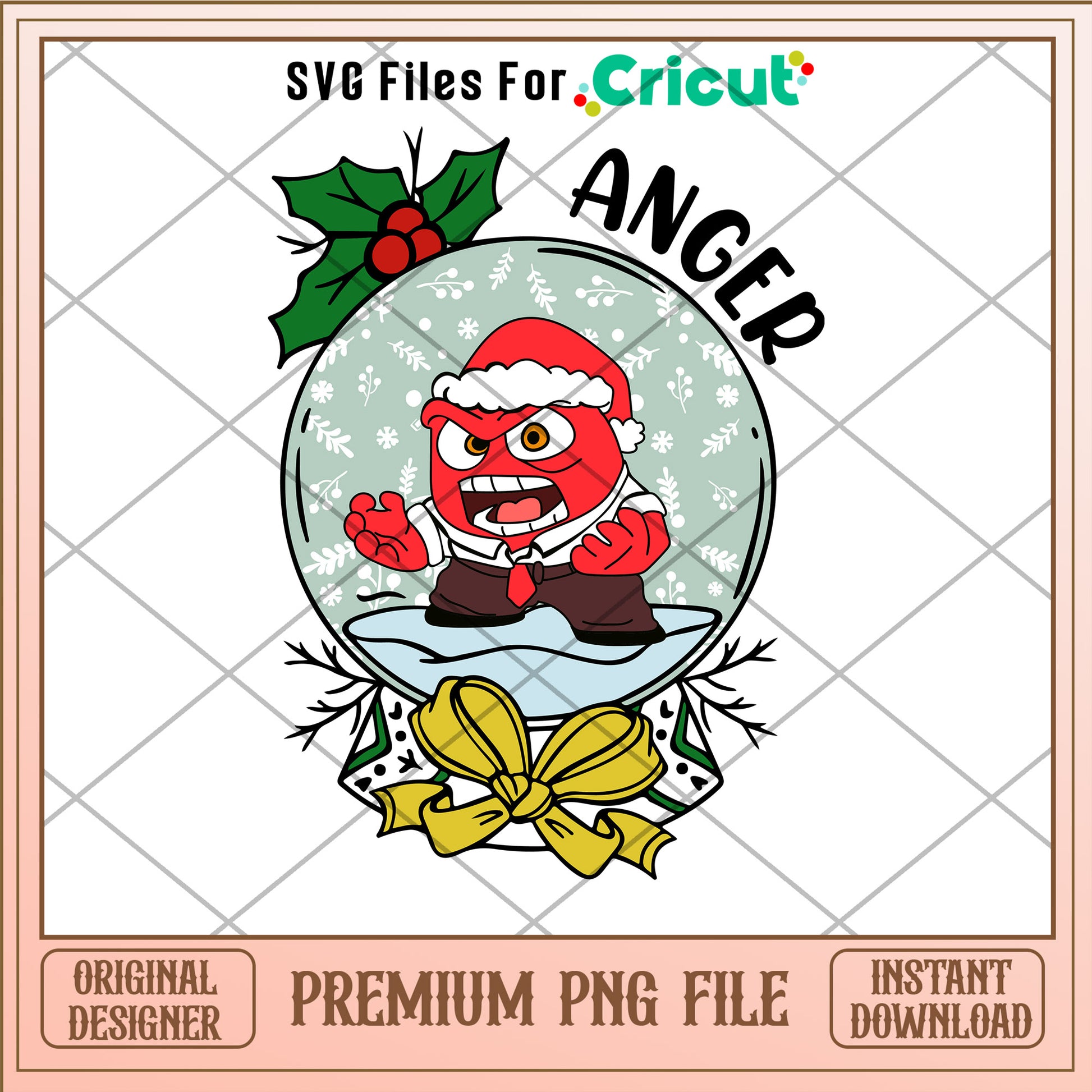Snow globe Anger character png, Inside out png, christmas png