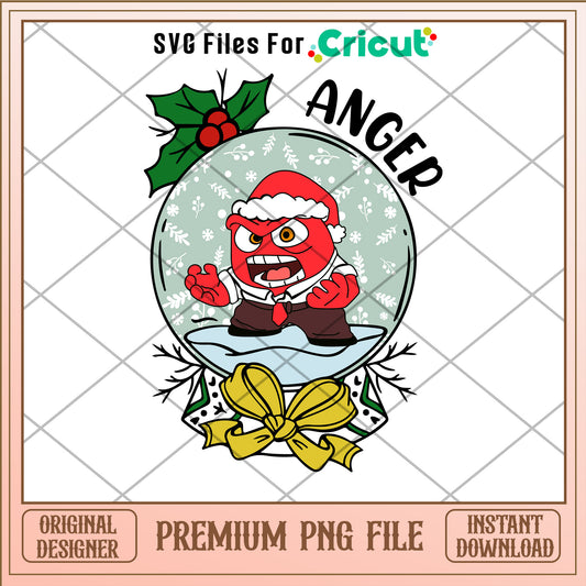 Snow globe Anger character png, Inside out png, christmas png
