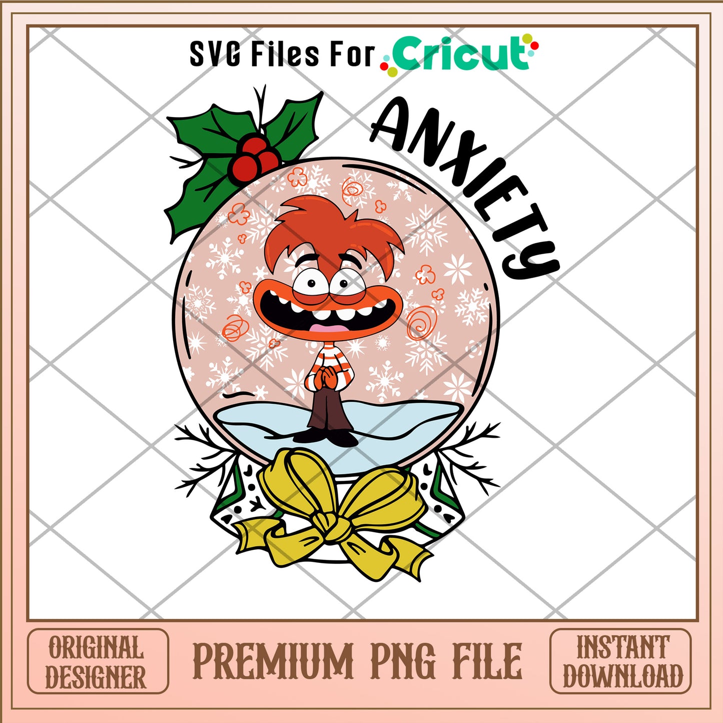 Snow globe Anxiety character png, Inside out png, christmas png