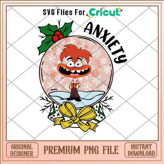 Snow globe Anxiety character png, Inside out png, christmas png