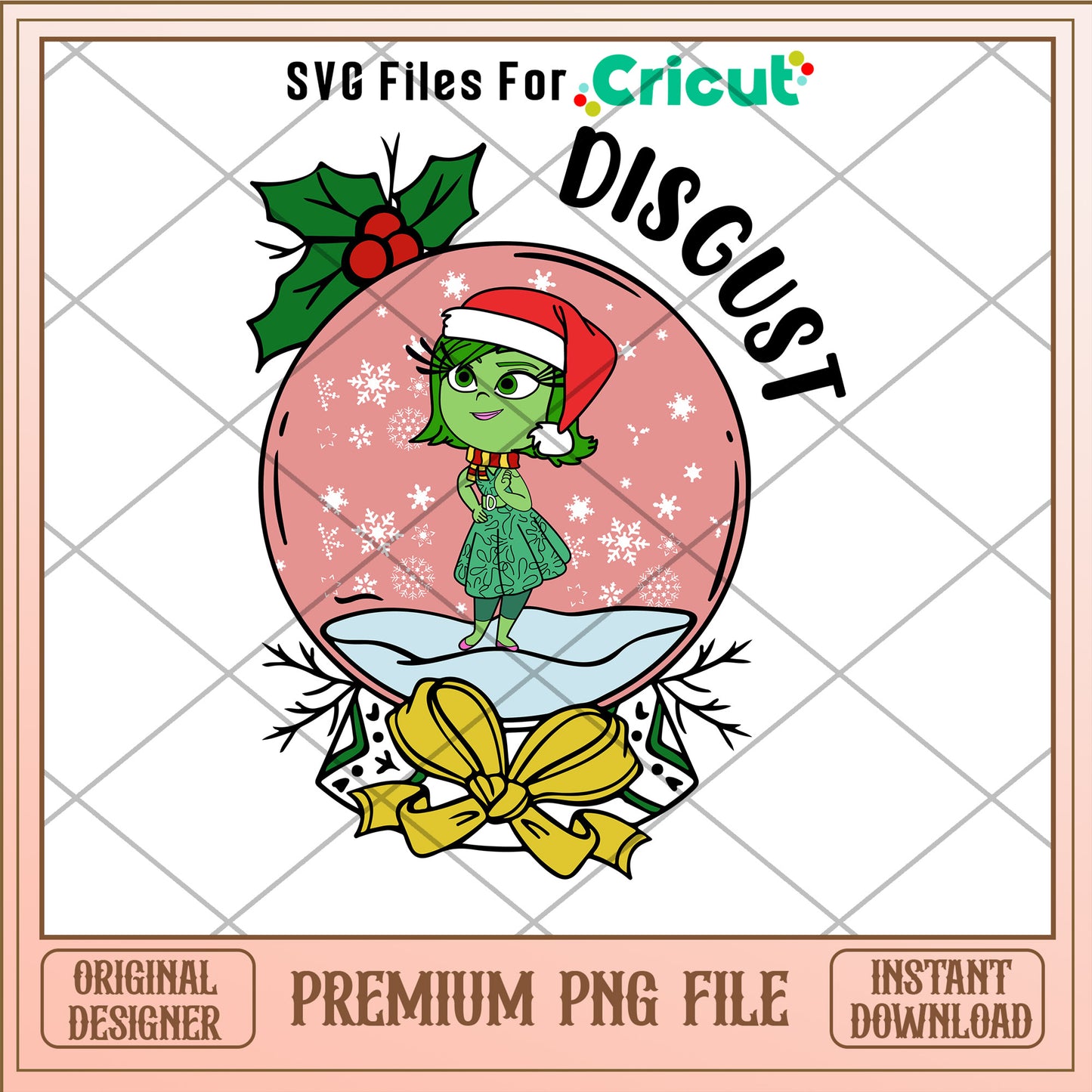 Snow globe Disgust character png, Inside out png, christmas png