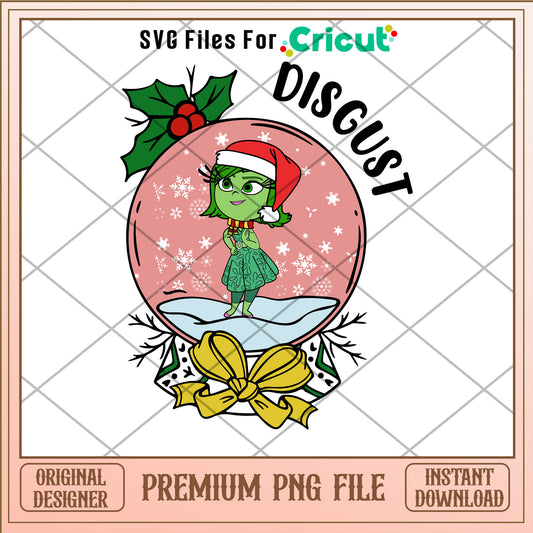 Snow globe Disgust character png, Inside out png, christmas png