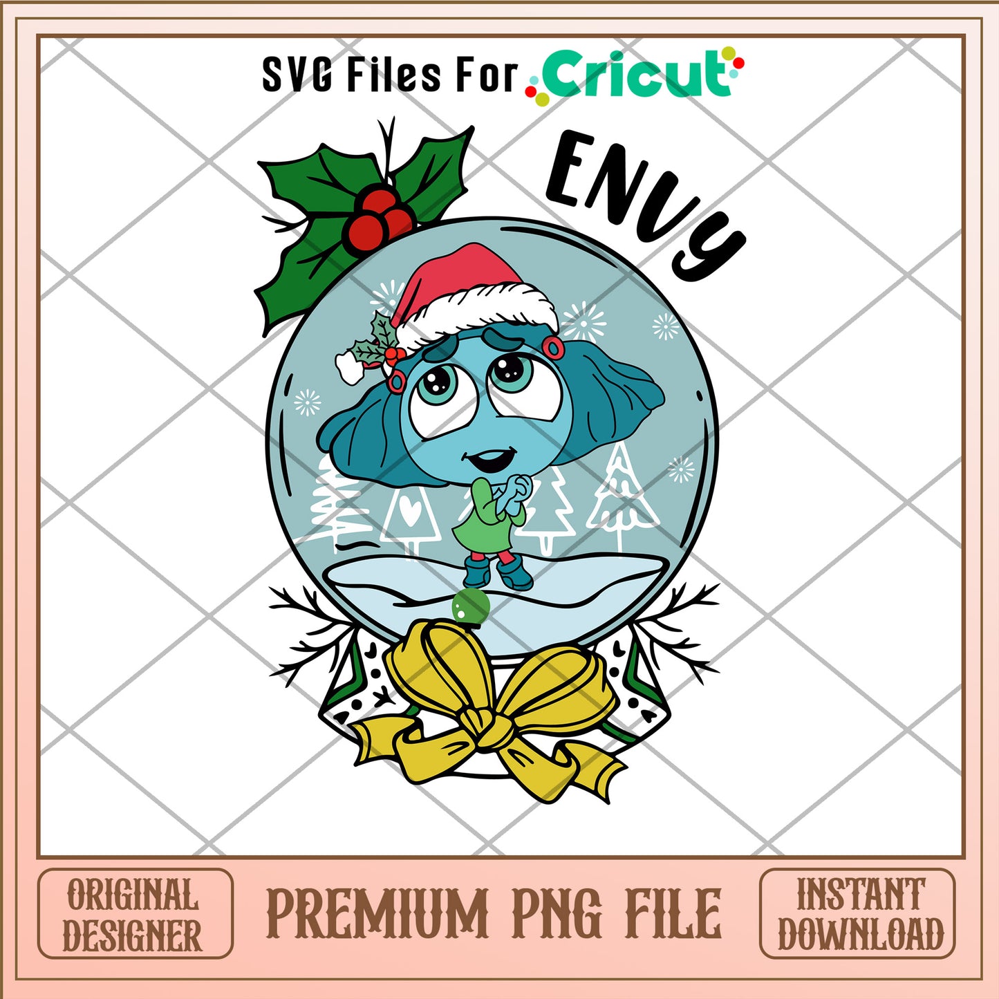 Snow globe Envy character png, Inside out png, christmas png