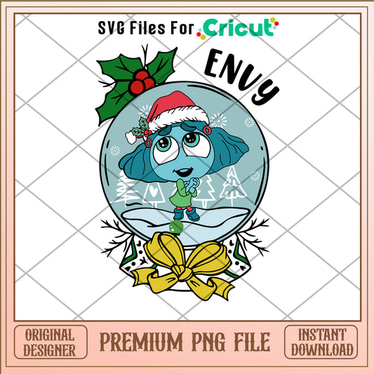 Snow globe Envy character png, Inside out png, christmas png
