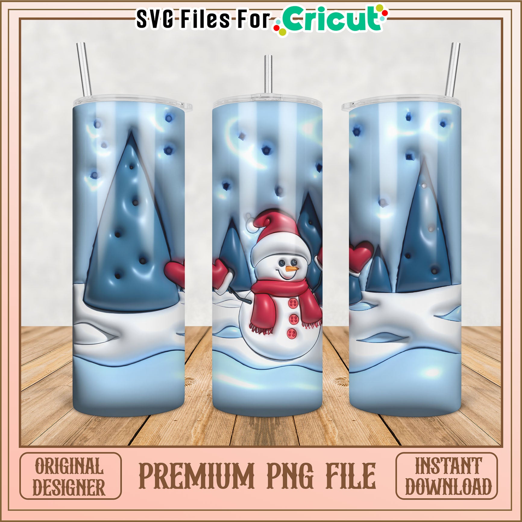 Snowman Tumbler PNG Sublimation Design