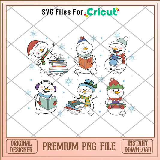 Snow man love reading book png, Snow man png, christmas png