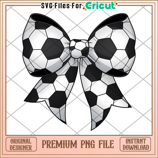 Soccer Ball Bow PNG Instant Download