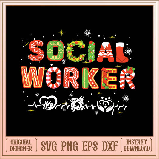 Social worker svg, Merry Christmas vibes svg bundle