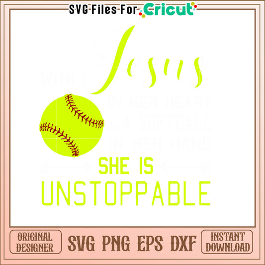 Softball Jesus SVG Unstoppable Design