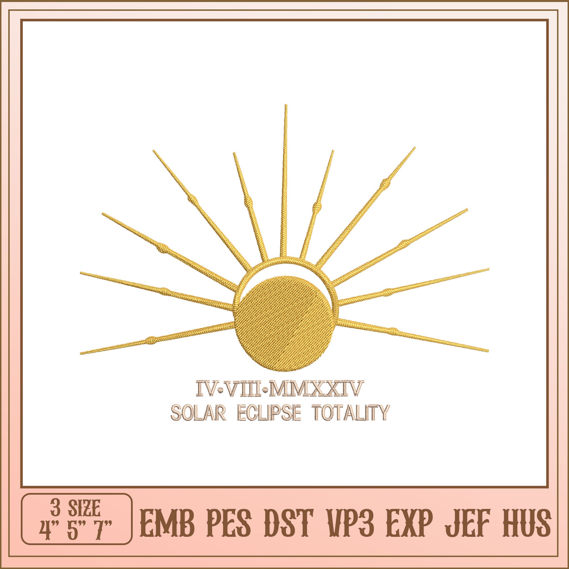 Solar Eclipse Embroidery Design