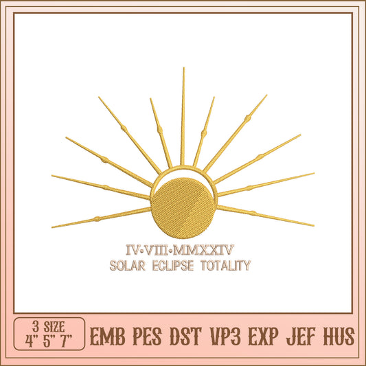 Solar Eclipse Embroidery Design
