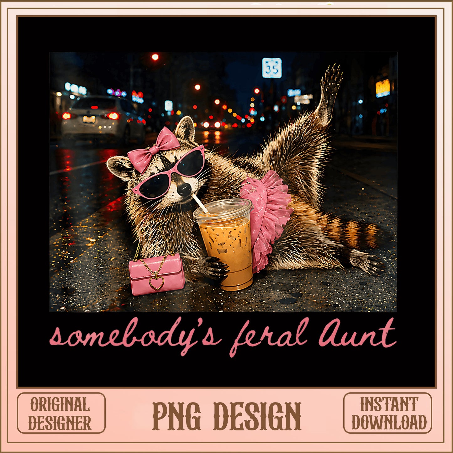 Somebody's Feral Aunt Raccoon PNG, Funny Aunt PNG, Raccoon PNG