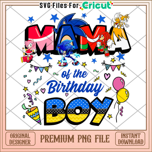 Sonic Birthday Mama PNG Boy Design
