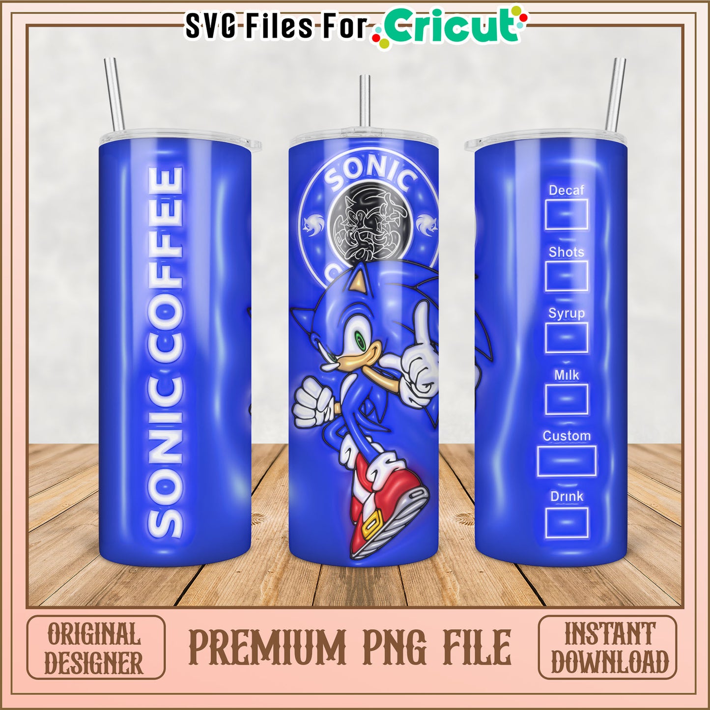 Sonic Coffee Tumbler PNG File for Cricut Instant Download Design