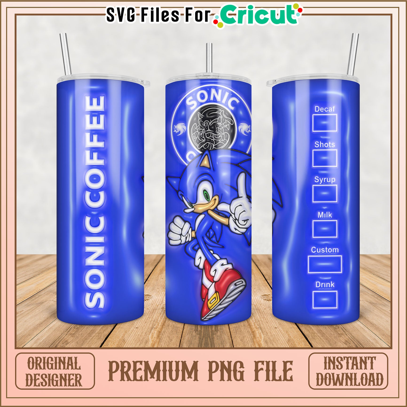 Sonic Coffee Tumbler PNG File for Cricut Instant Download Design