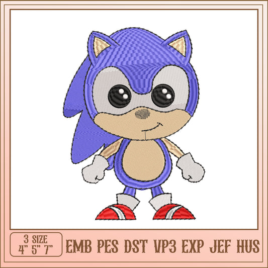Sonic Embroidery Design 3 Sizes