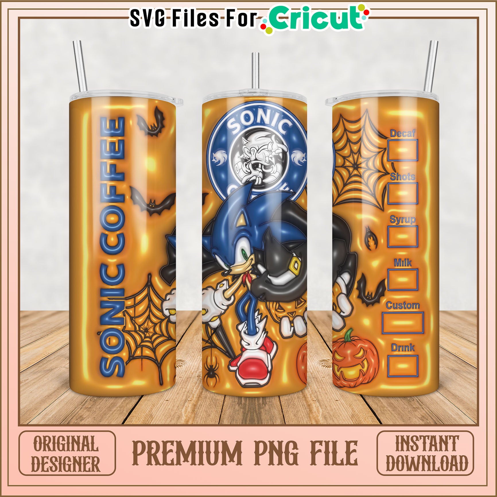 Sonic Halloween Tumbler PNG Design