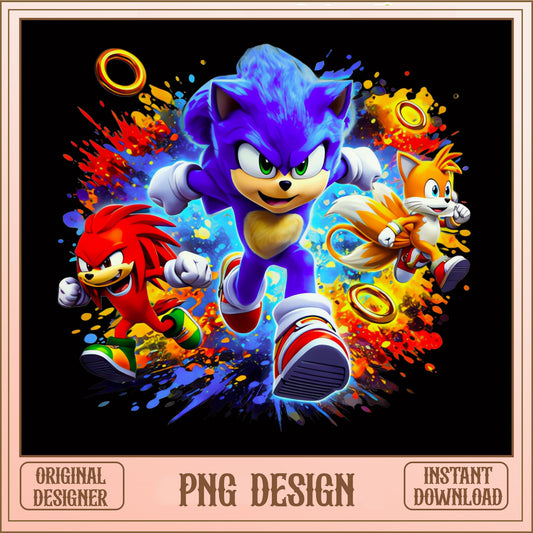 Sonic The Hedgehog PNG, Knuckles Tails Sonic Bundle, Gaming PNG