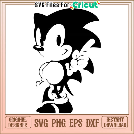 Sonic black and white svg, sonic movie svg, sonic toys svg