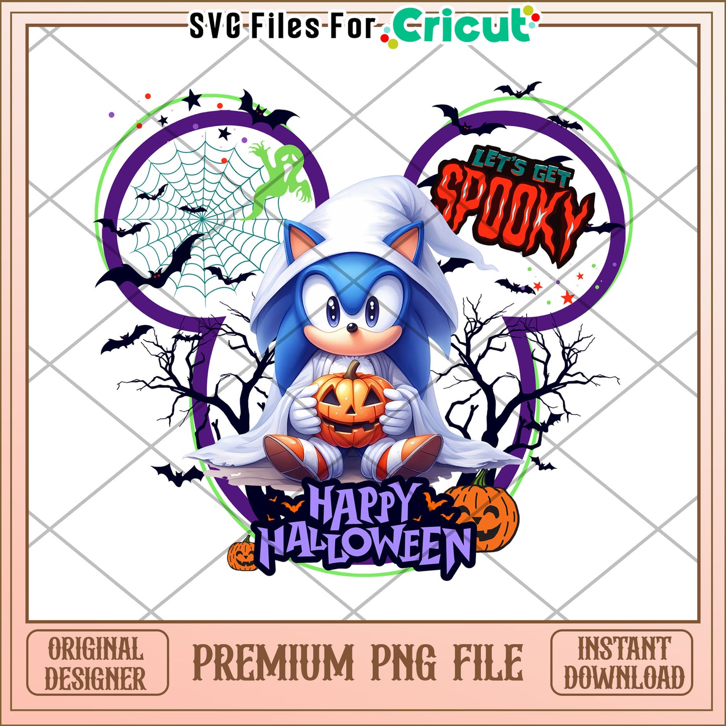 Sonic lets get spooky png, trick or treat png, halloween wallpaper​ png