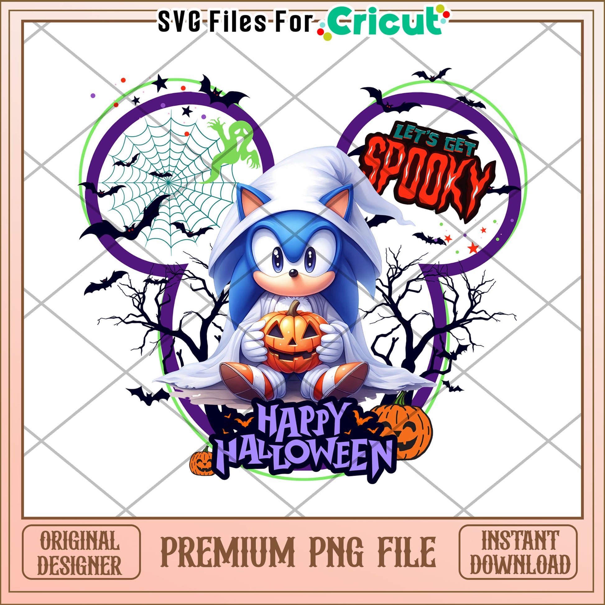 Sonic lets get spooky png, trick or treat png, halloween wallpaper​ png