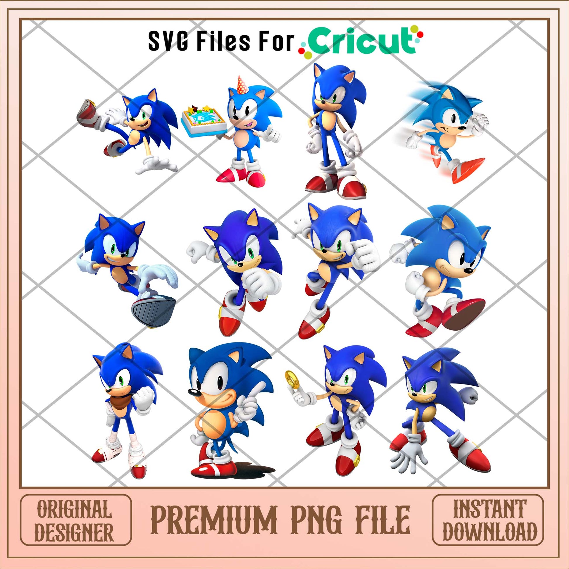 Sonic cartoon blue png bundle