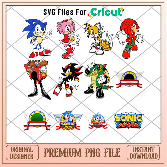 Sonic the hedgehog characters and logo png bundle