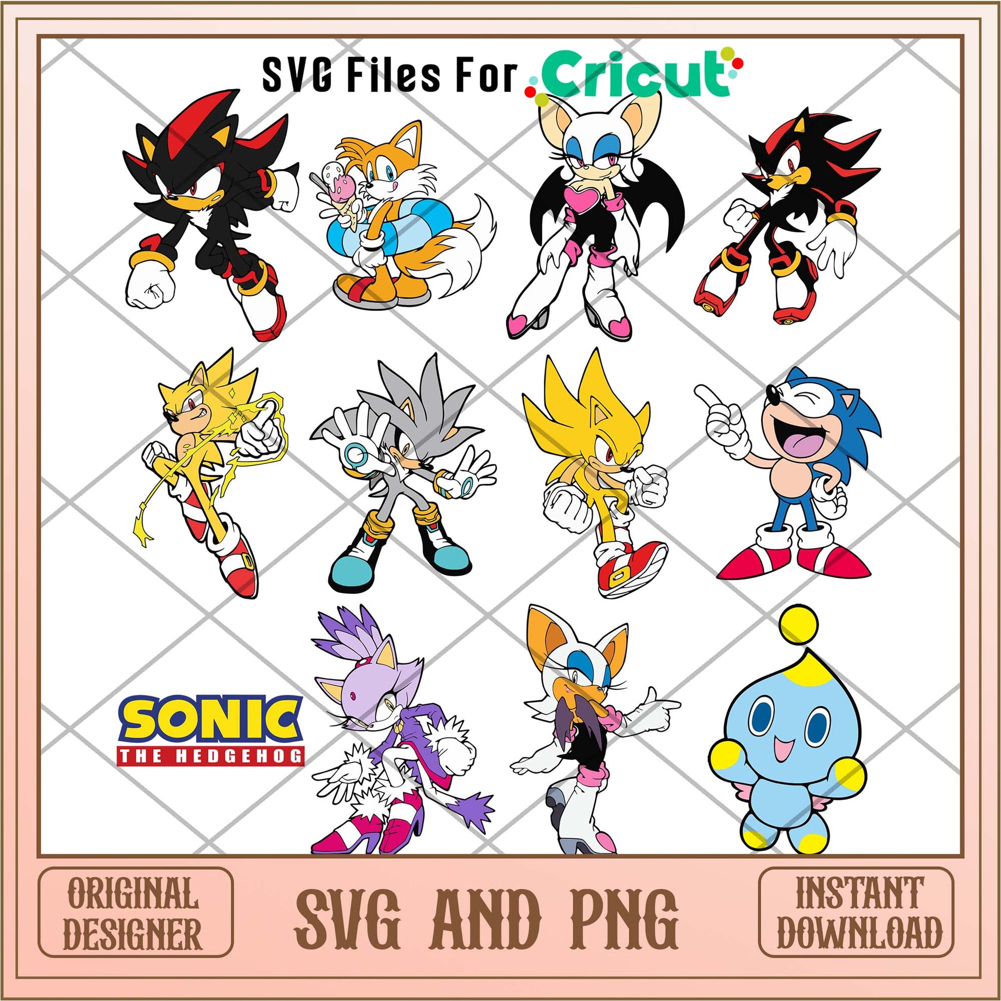 Sonic the Hedgehog series members svg bundle