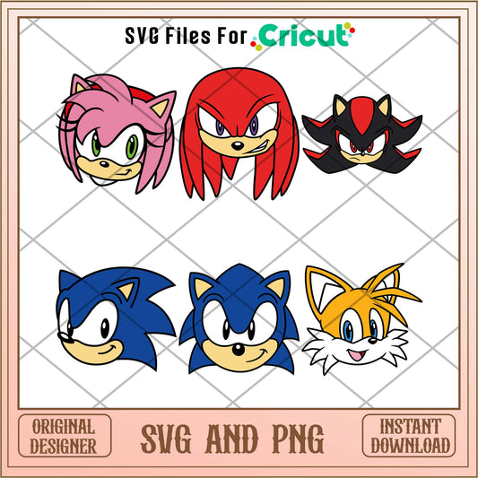 Sonic the Hedgehog head SVG bundle