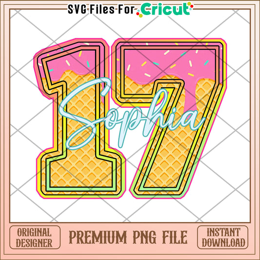 Sophia 17th Birthday Ice Cream PNG