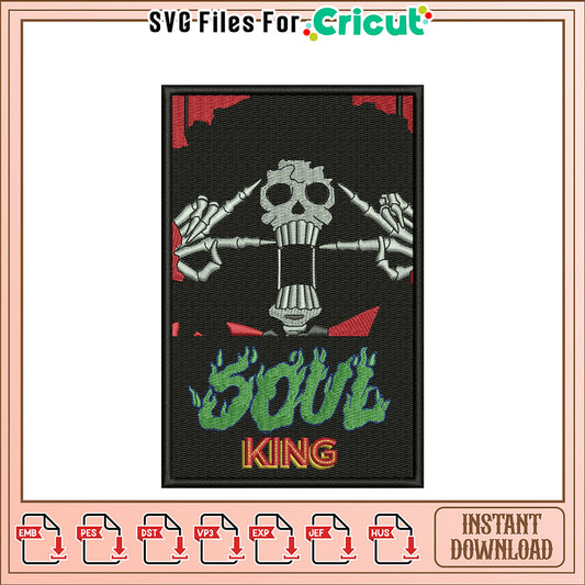 Soul King Skull Embroidery Design Instant Download