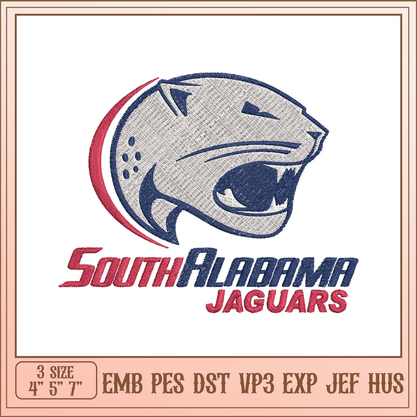 South Alabama Jaguars Embroidery Design