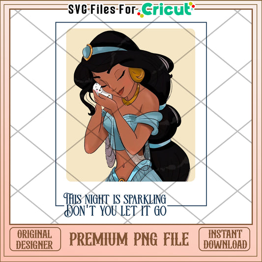 Sparkling Night Theme PNG Art Featuring Princess Jasmine
