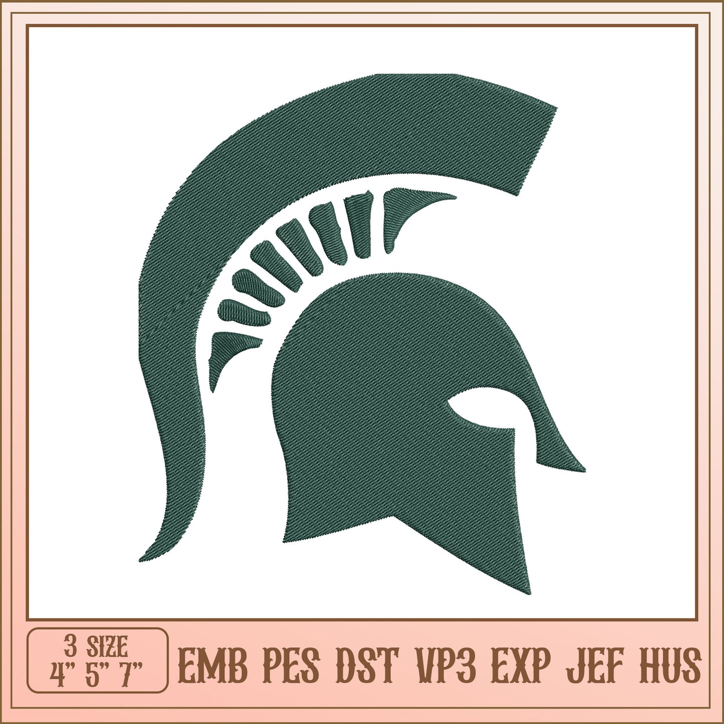 Spartan Helmet Embroidery Design - 3 Sizes
