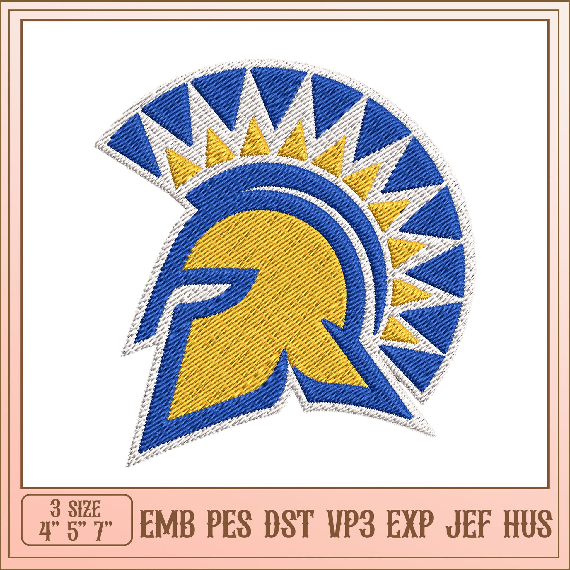 Spartan Helmet Embroidery Design for Multiple Formats and Sizes
