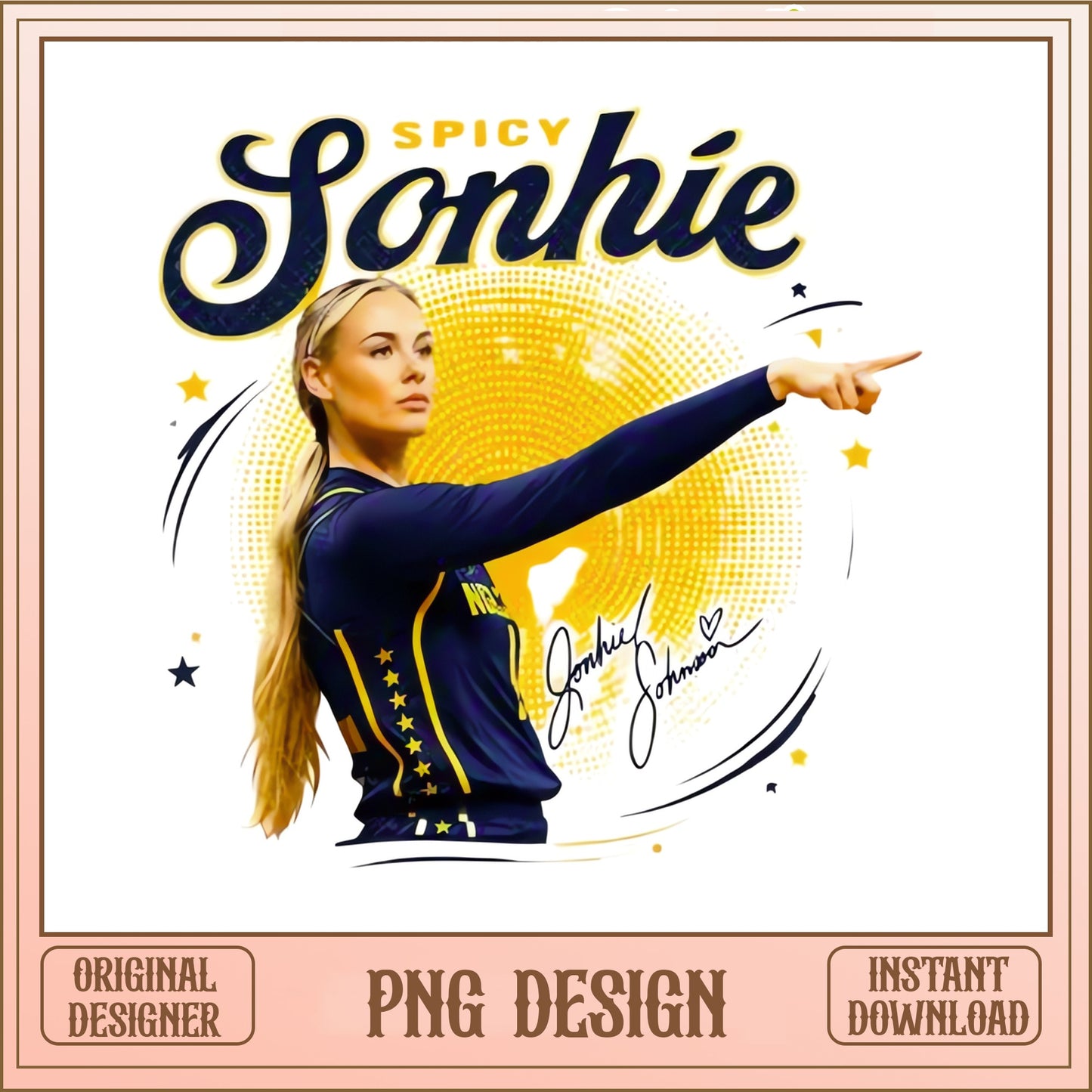 Spicy Jonhie Johnson Volleyball PNG, Athlete Shirt PNG, Sports Fan PNG