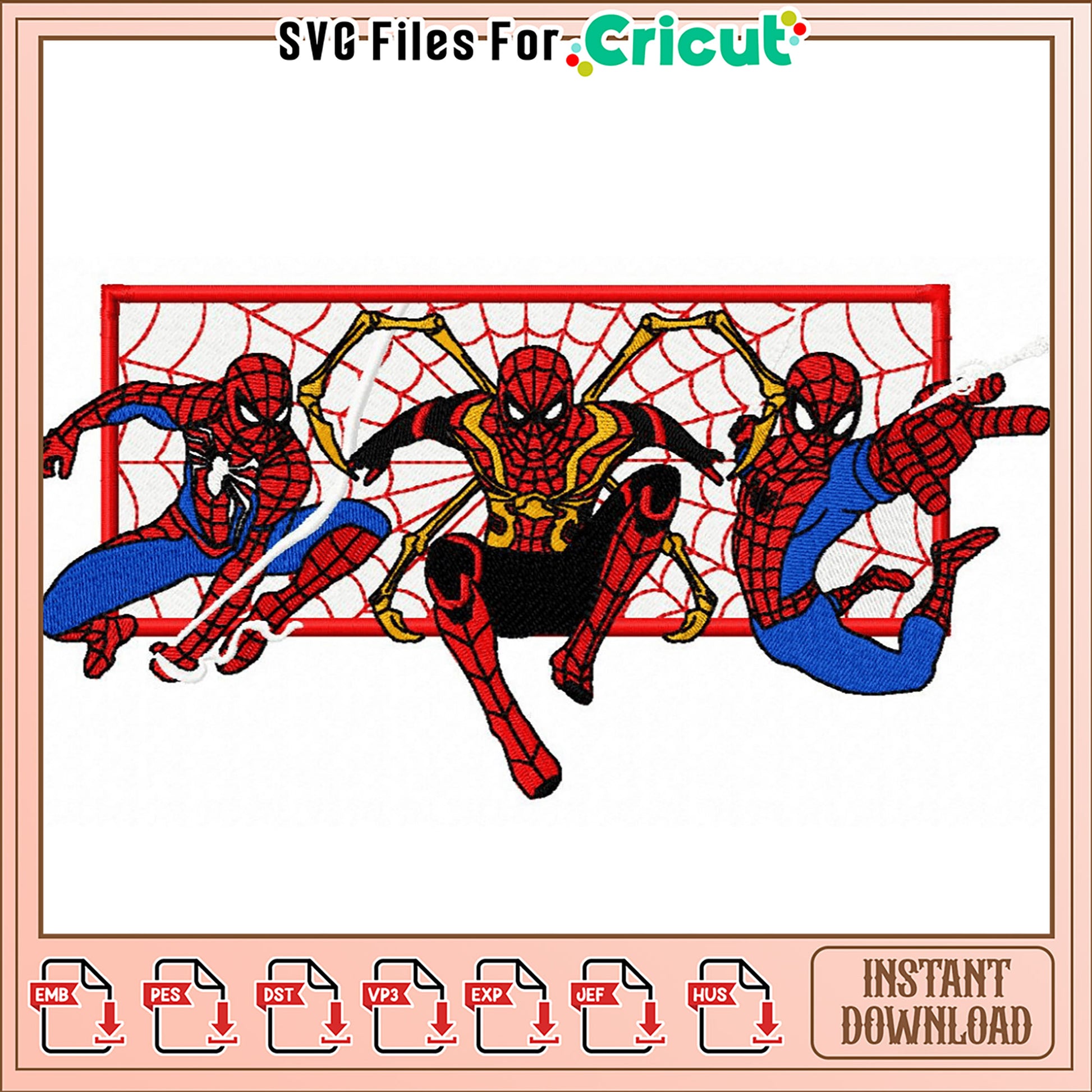 Spider-Man Embroidery Design 3 Versions Instant Download
