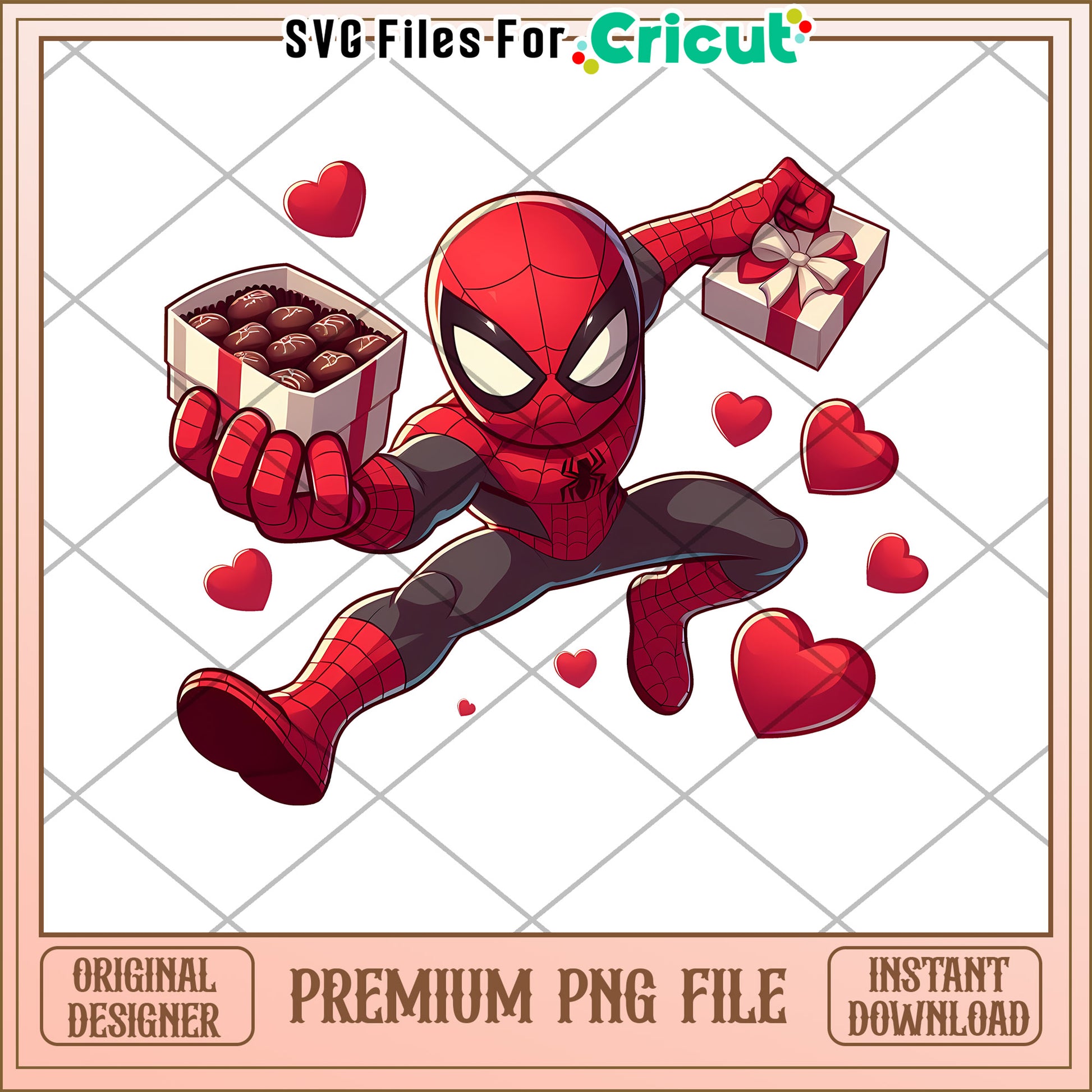 Spider Man Holding Gifts PNG File for Cricut Crafts