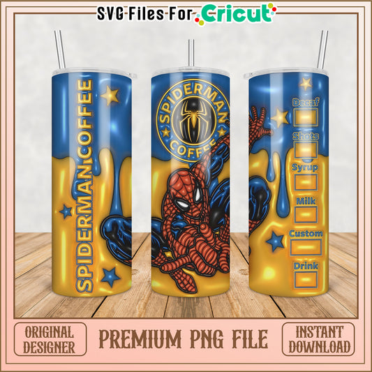 Spiderman Coffee Tumbler PNG