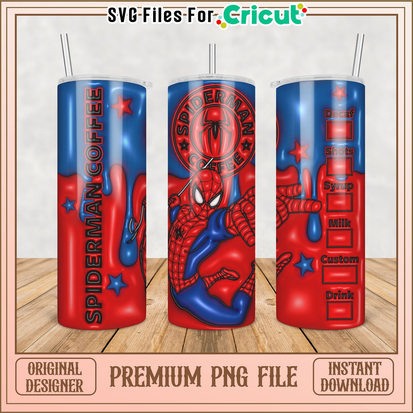 Spiderman Coffee Tumbler PNG Design