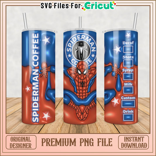 Spiderman Coffee Tumbler PNG Design for Cricut Projects Download