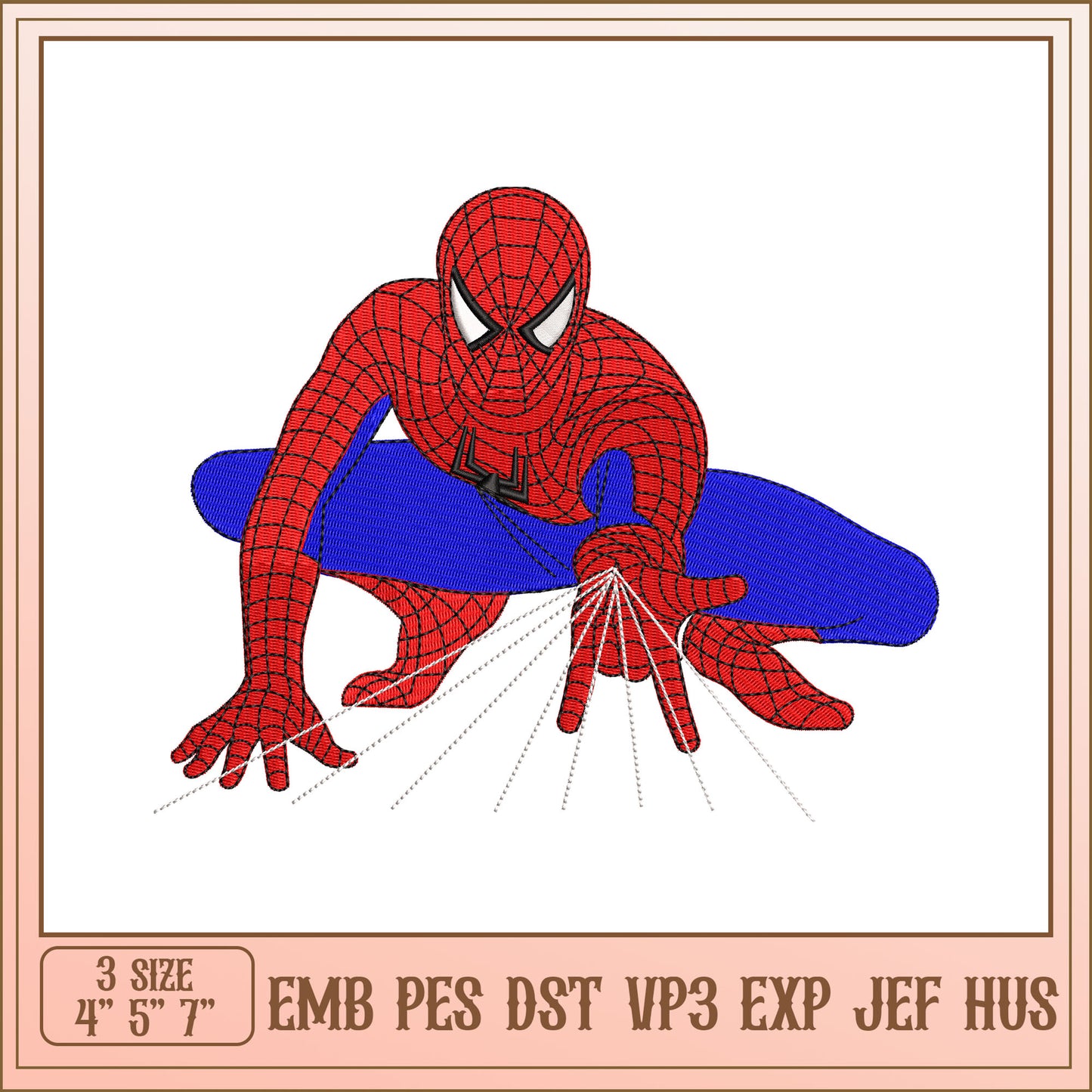 Spiderman Embroidery Design 3 Sizes EMB PES DST