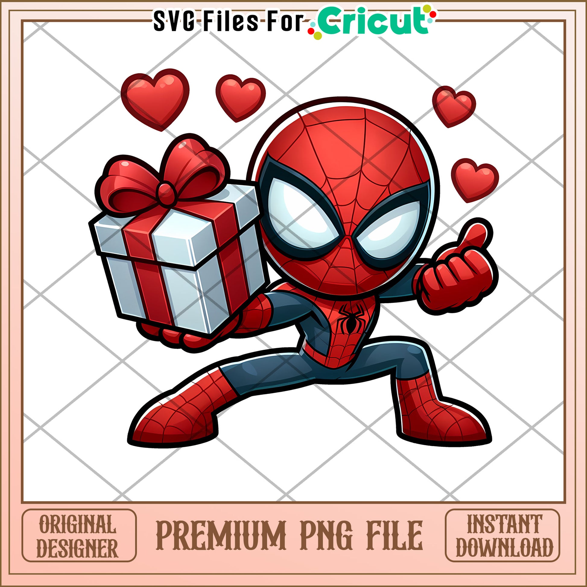 Spiderman Gift PNG Cricut File